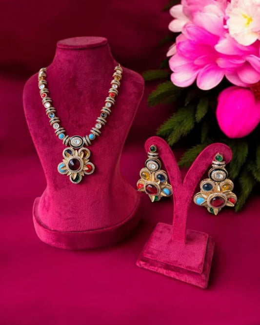 Multicolor Kundan Necklace Set