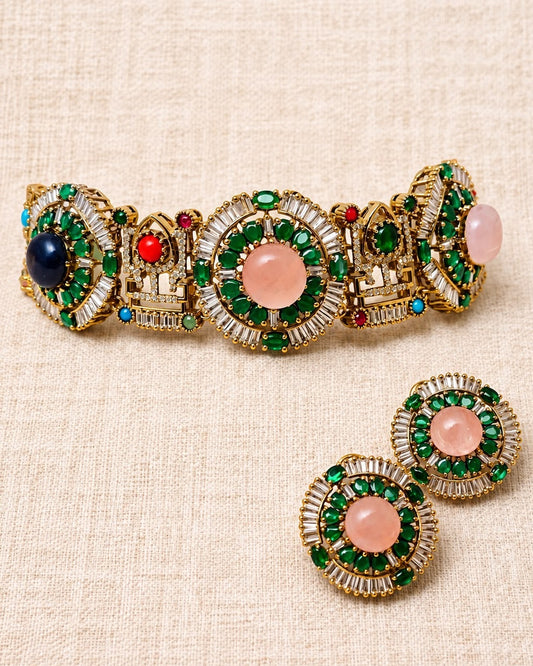 Gemstones Multicolor Choker Necklace Set