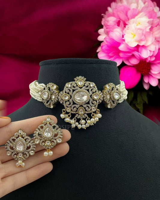 Pearl Kundan Statement Choker