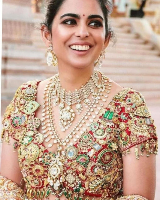 Isha Ambani Inspired Beads Kundan Necklace Set