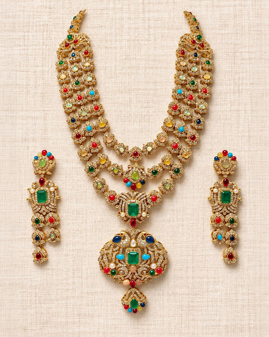 Multicolour Golden Layered Necklace Set