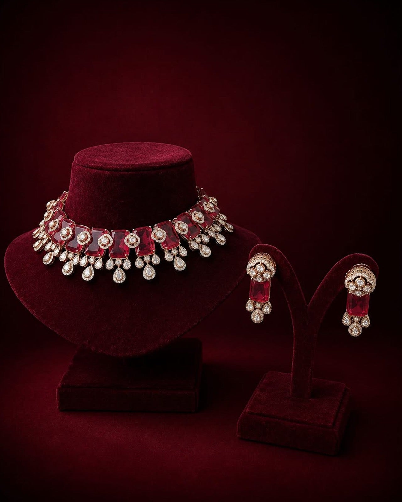 Red Kundan  Necklace Set
