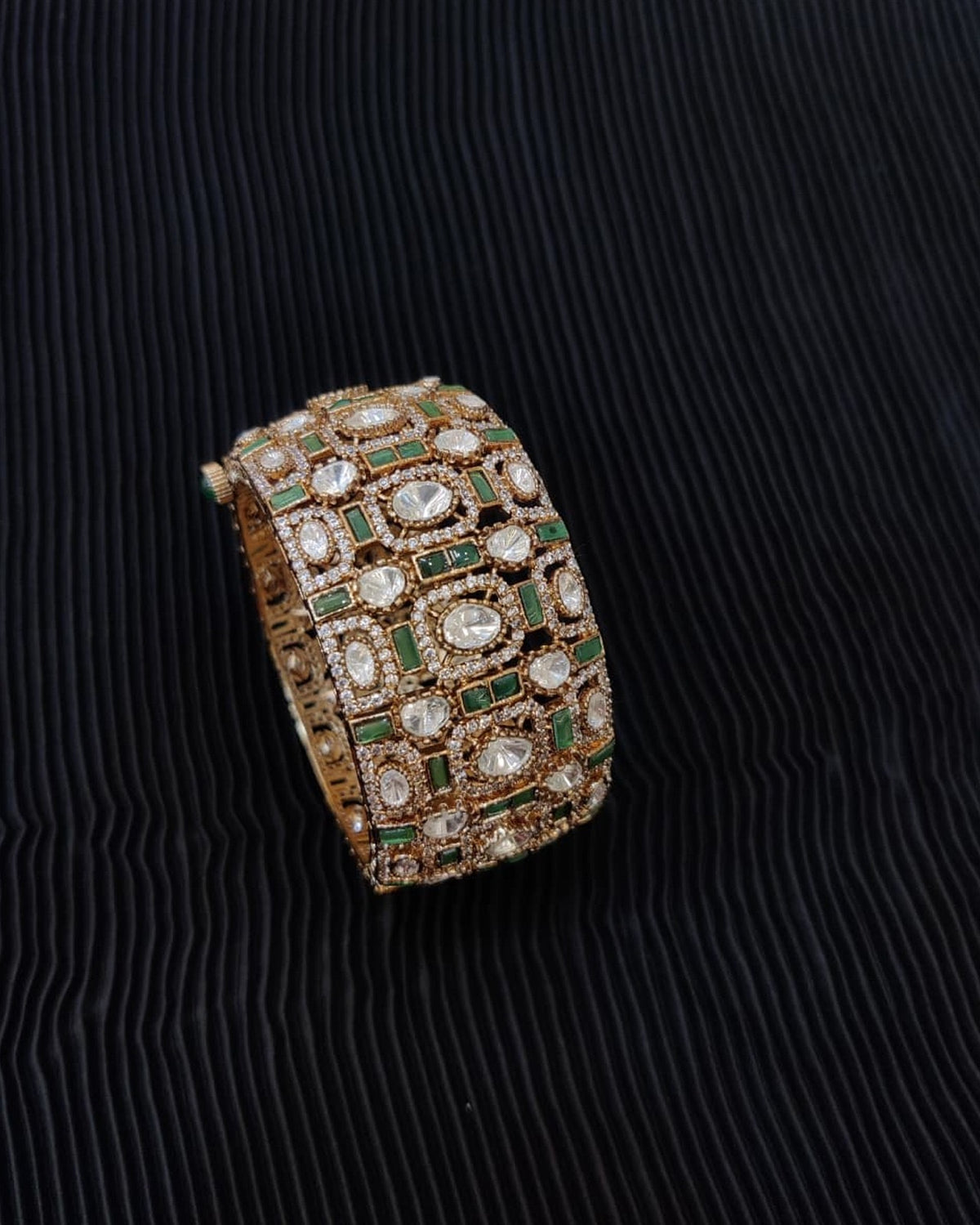 Kundan & Polki-style broad cuff bracelet