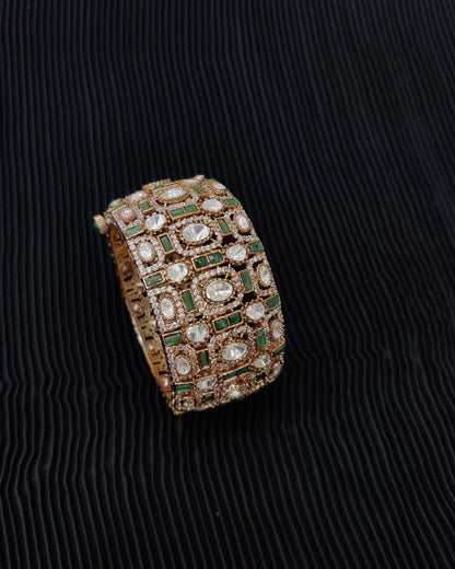 Kundan & Polki-style broad cuff bracelet