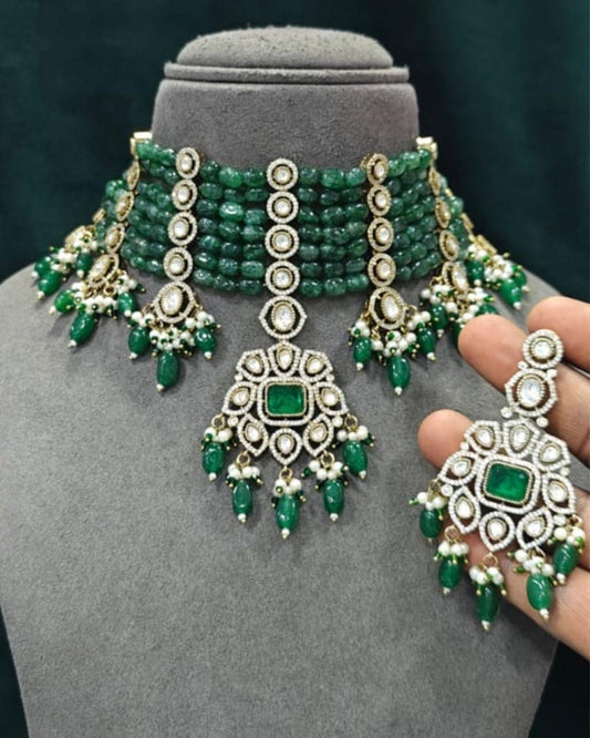 Choker Beads Kundan Necklace Set