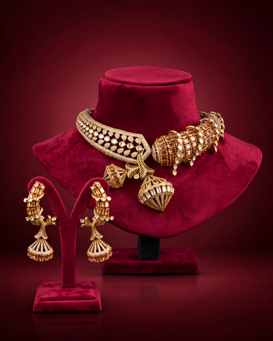 Golden Polki Hasli choker necklace set