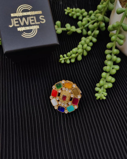 Multicolor Kundan Ring