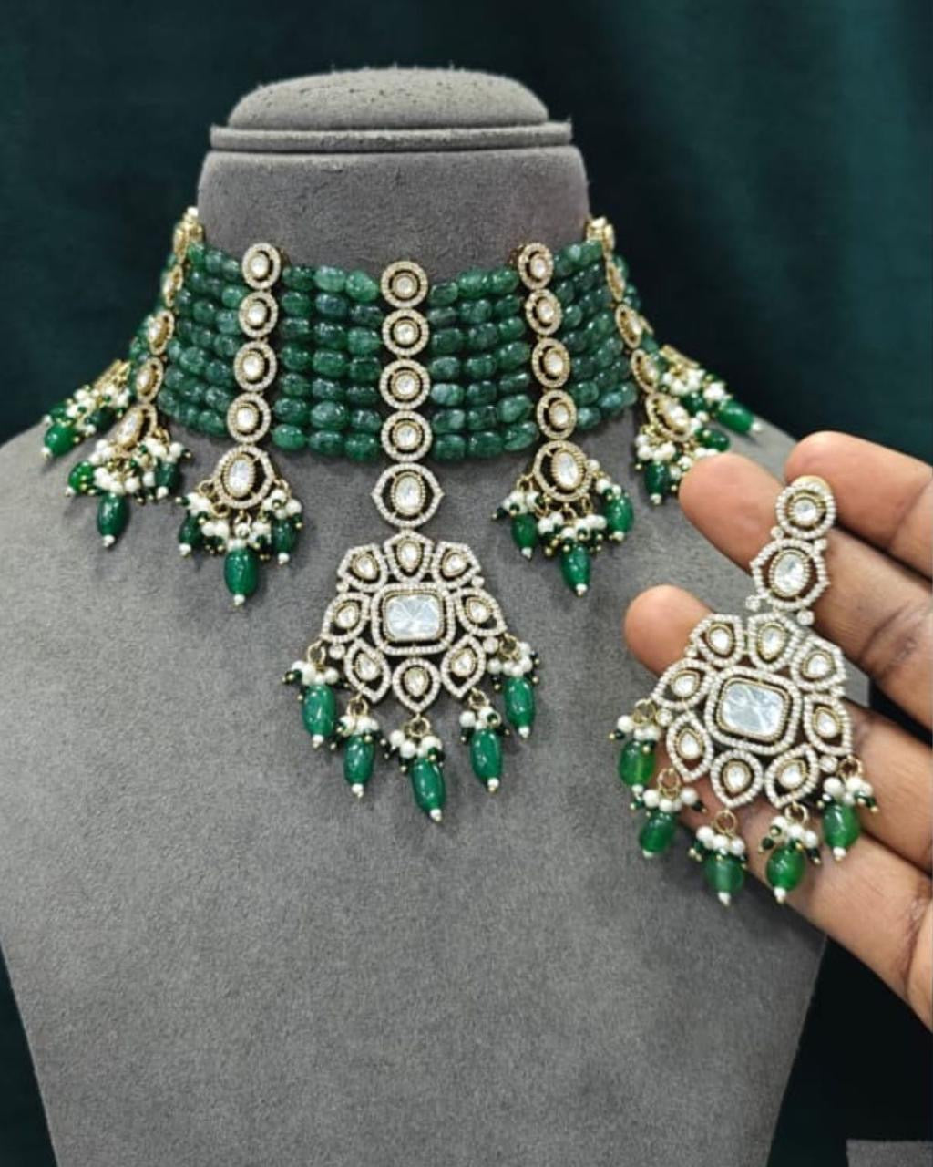 Choker Beads Kundan Necklace Set