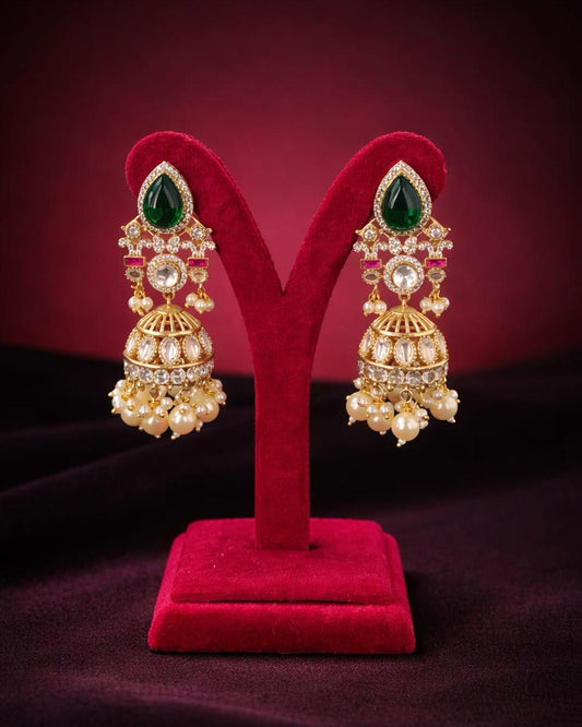 Moissanite pearl Polki Earrings