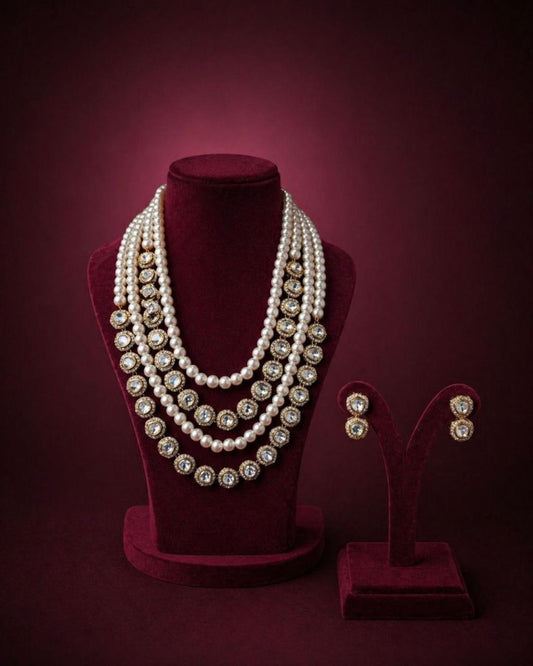 Pearl  Layered  Kundan Necklace Set