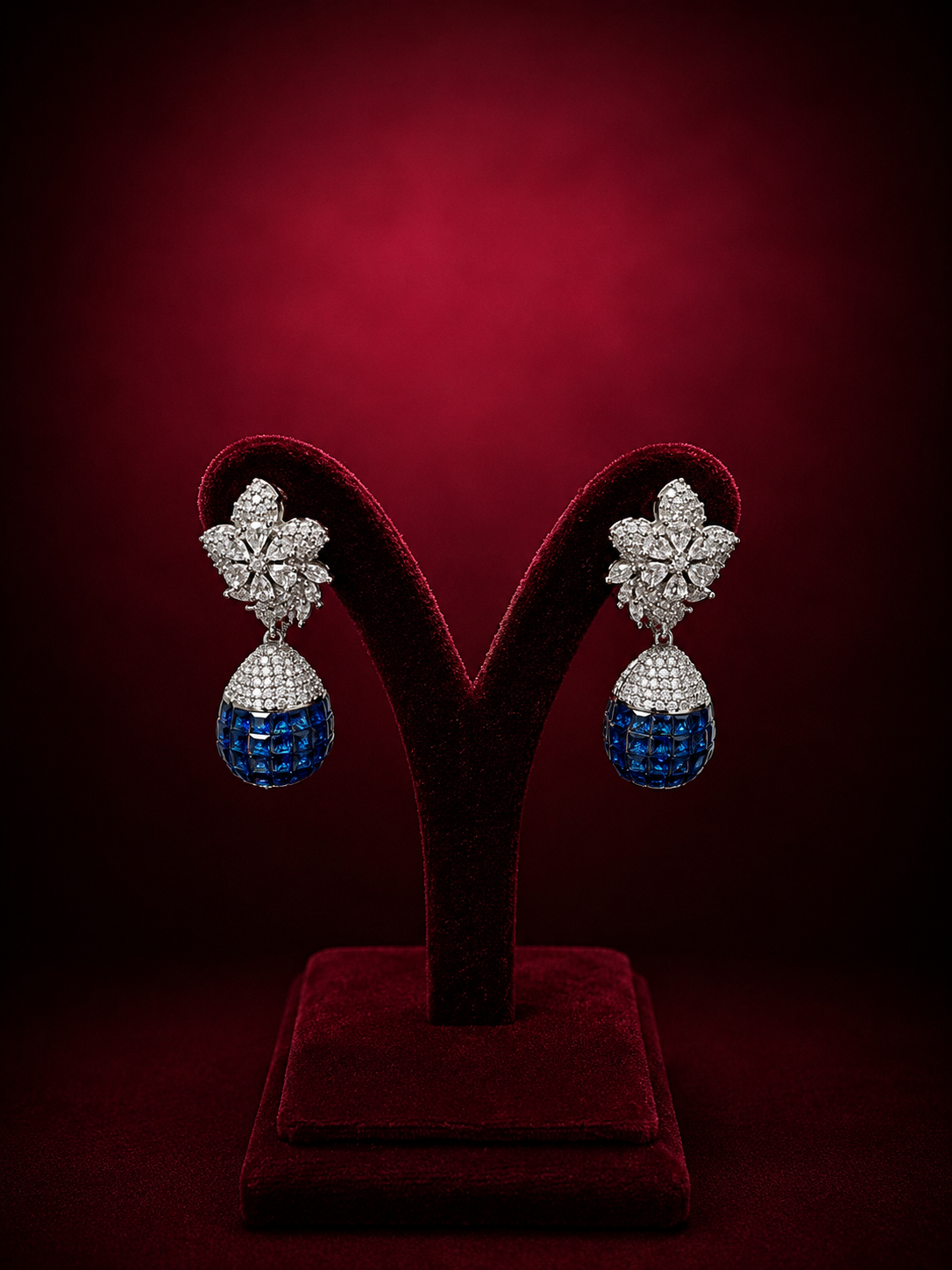 Blue Sapphire Blossom Drops Earrings