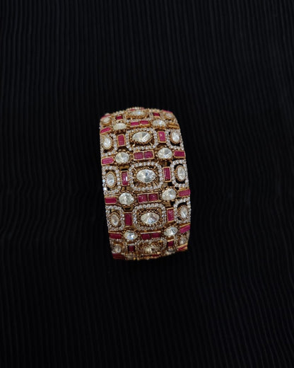 Kundan & Polki-style broad cuff bracelet
