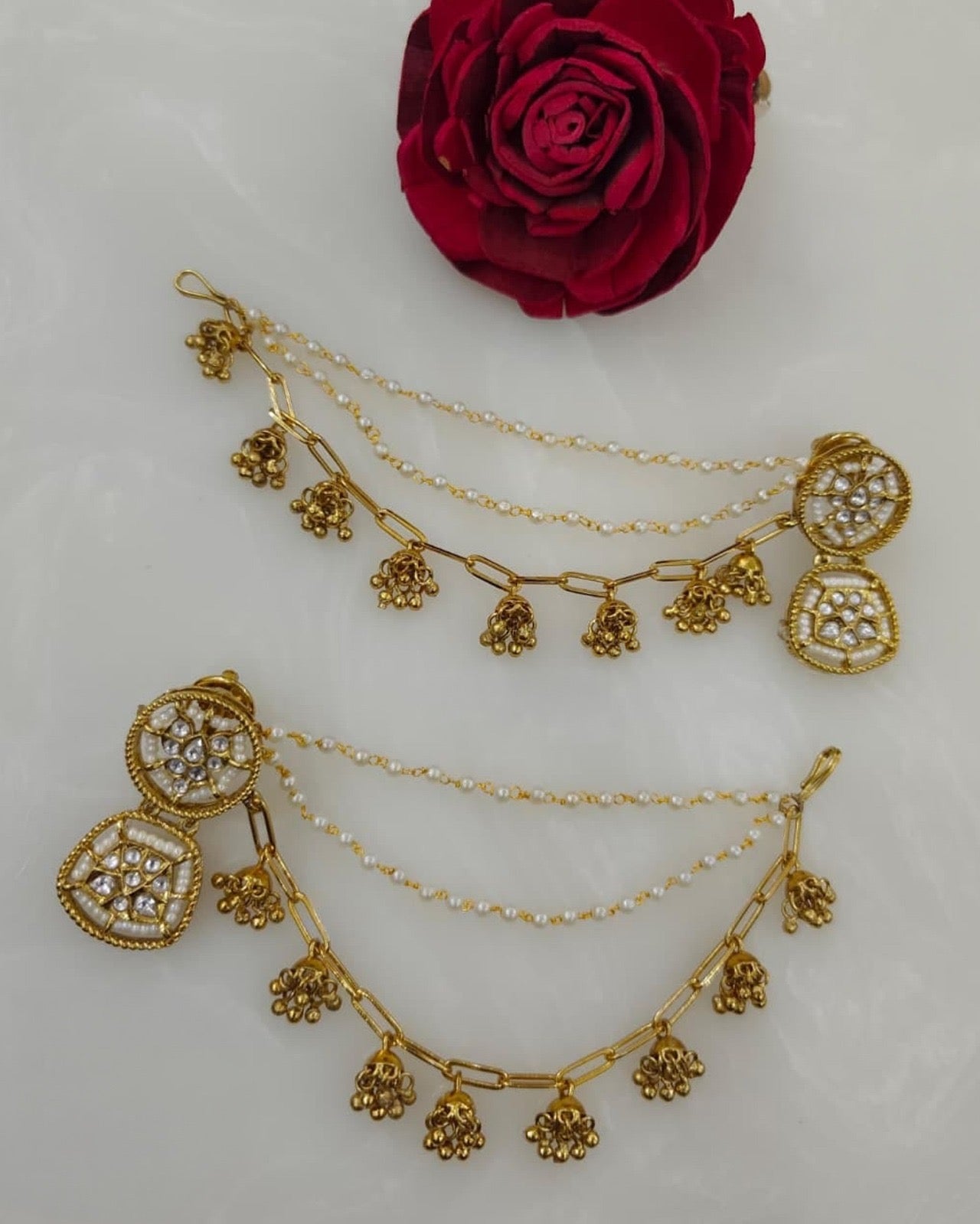 Traditional Earrings with Ear-chains