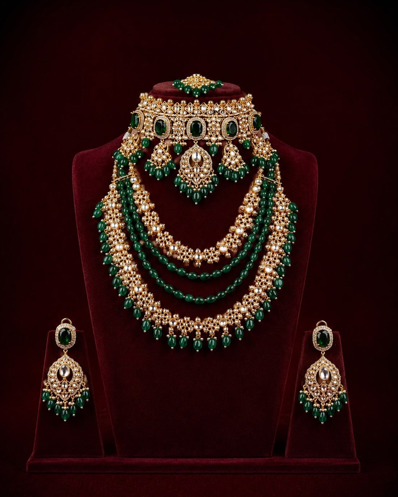 Green Exclusive Bridal Necklace Set