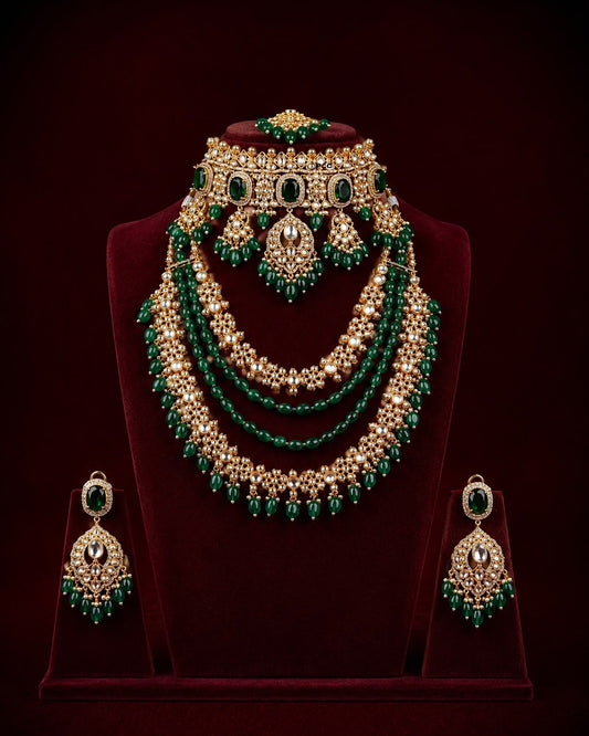 Green Exclusive Bridal Necklace Set
