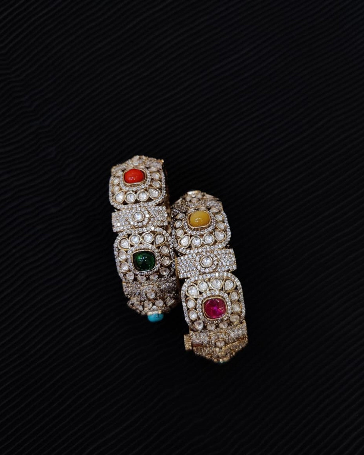 Multicolor Kundan & Polki Kadas