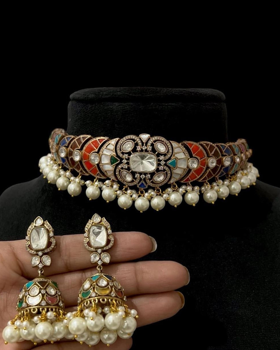 Rose Bloom Choker Necklace Set