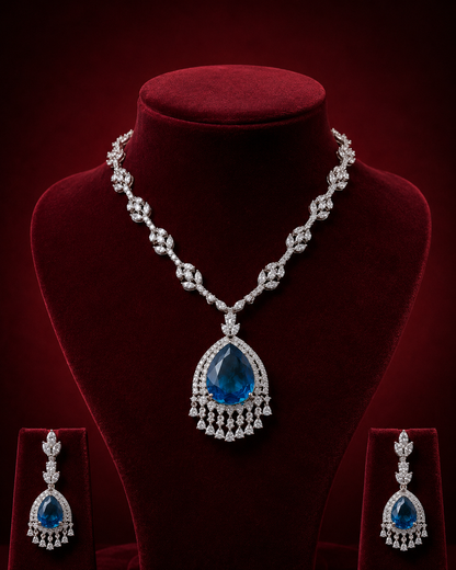 Sparking Drop Diamond Necklace Set