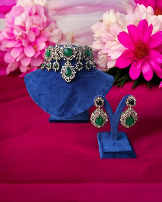 Victorian Polki Necklace Set With Kundan Choker For Timeless Luxury Jewelry Collection