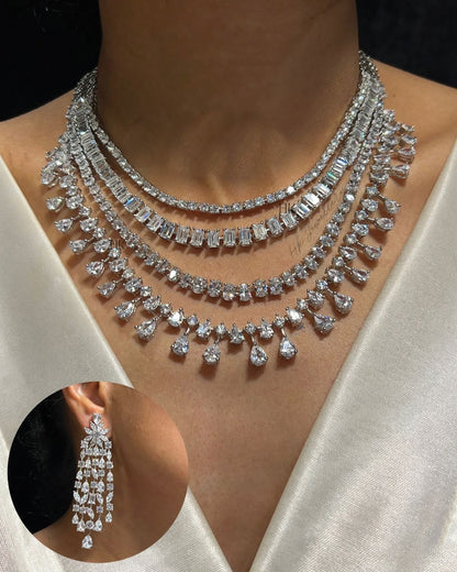 Layered Beautiful Diamond Necklace Set