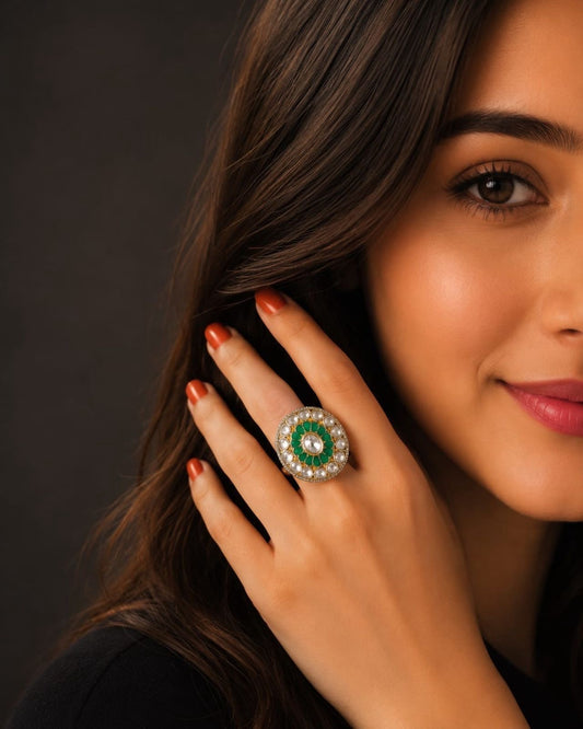 Statement Kundan Shining Ring