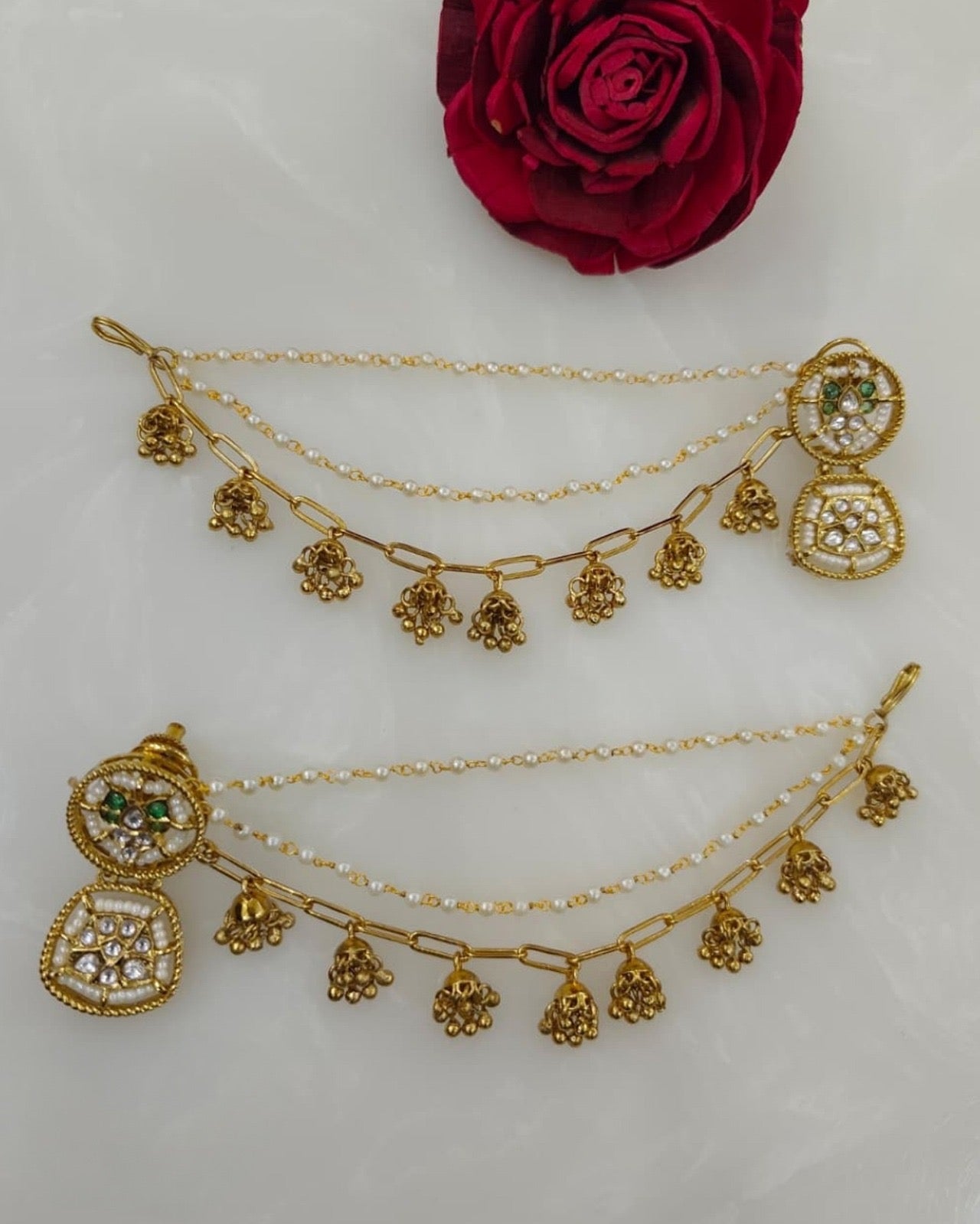 Traditional Earrings with Ear-chains