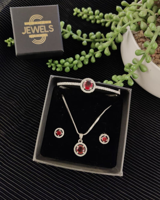 Red Pendant Set with Bracelet