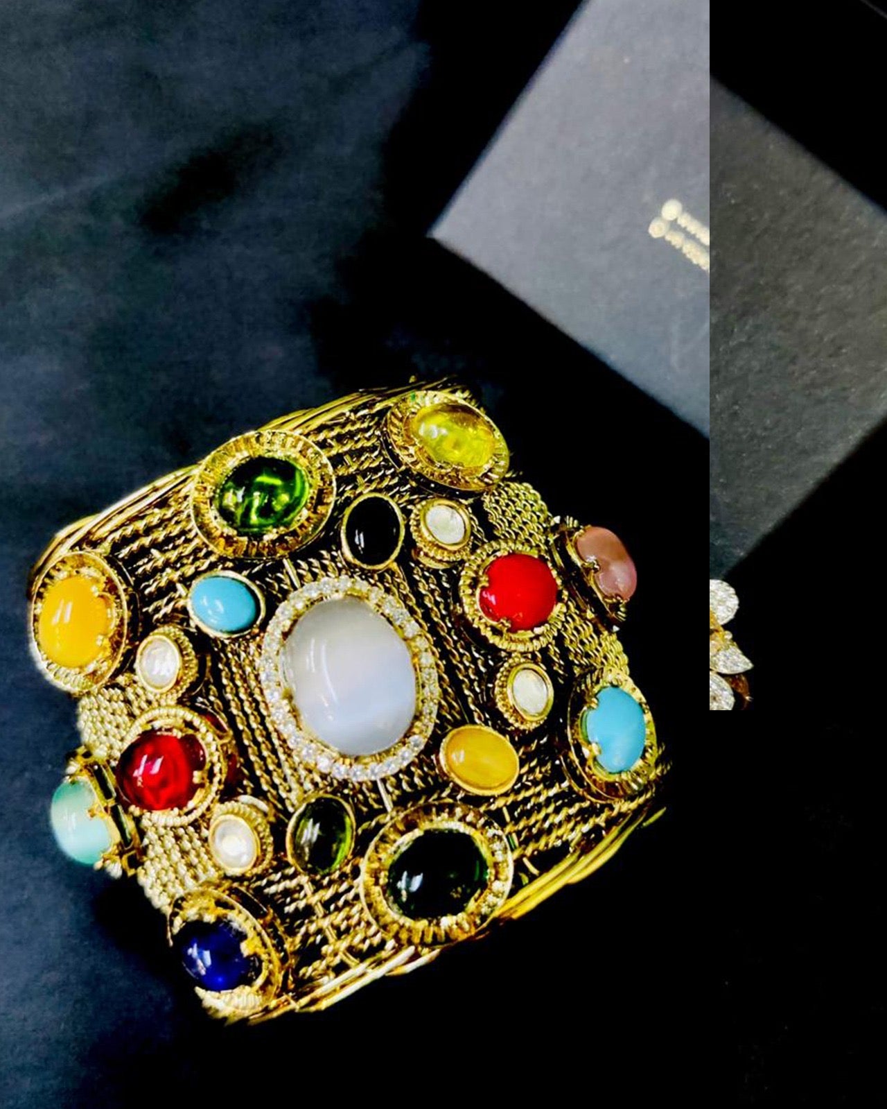 Trendy Kundan & Amethyst Cuff Bracelet