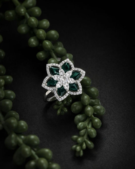 Emerald Floral Ring