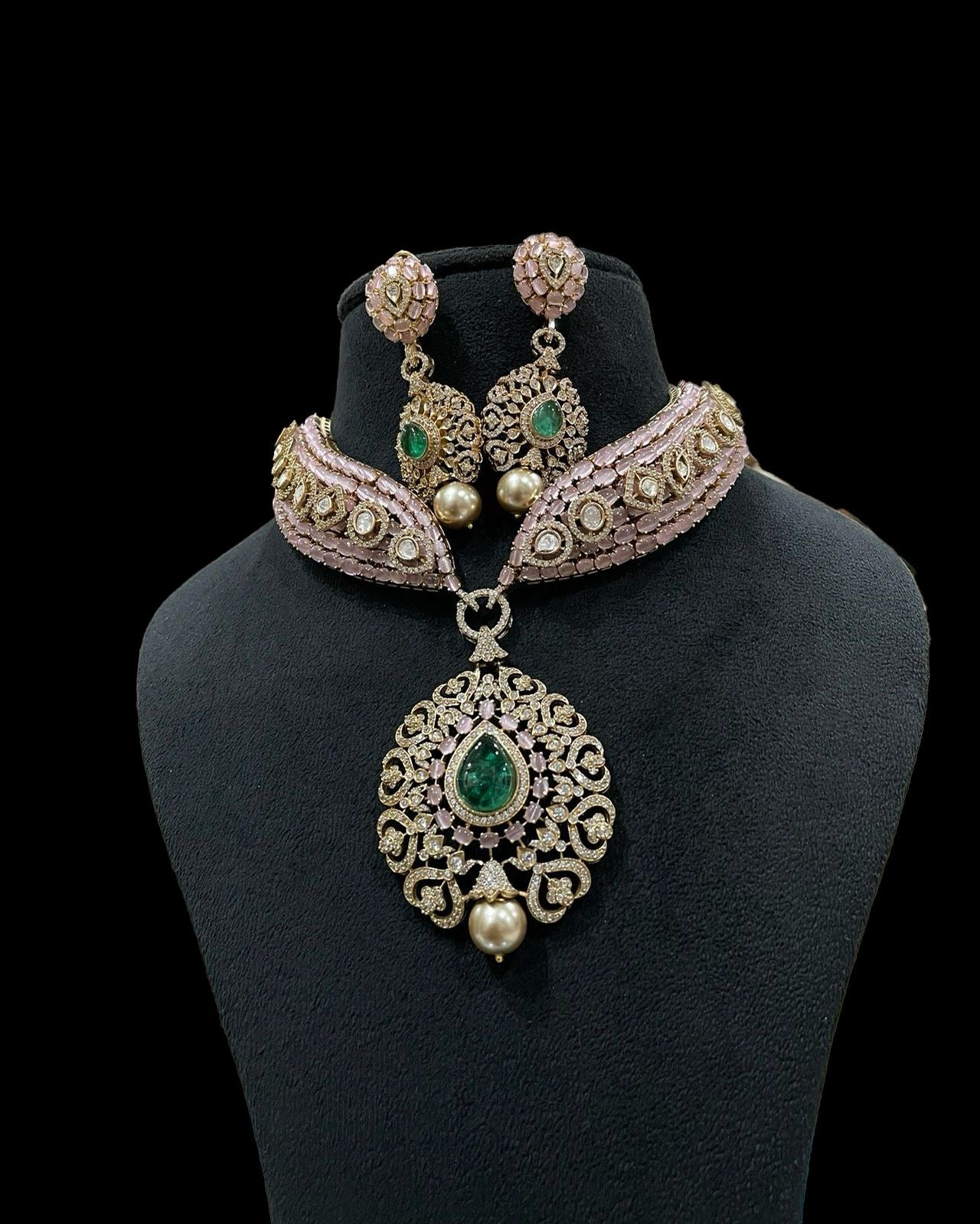 Moissainite Doublet Stone Necklace Set