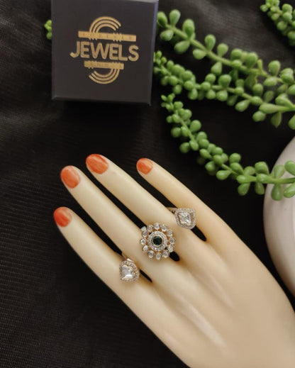 Adjustable Floral Kundan Ring