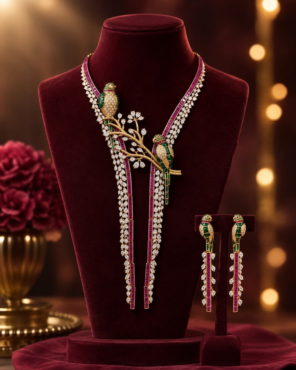 Luxurious Bird Diamond Necklace Set