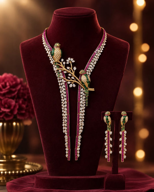 Luxurious Bird Diamond Necklace Set