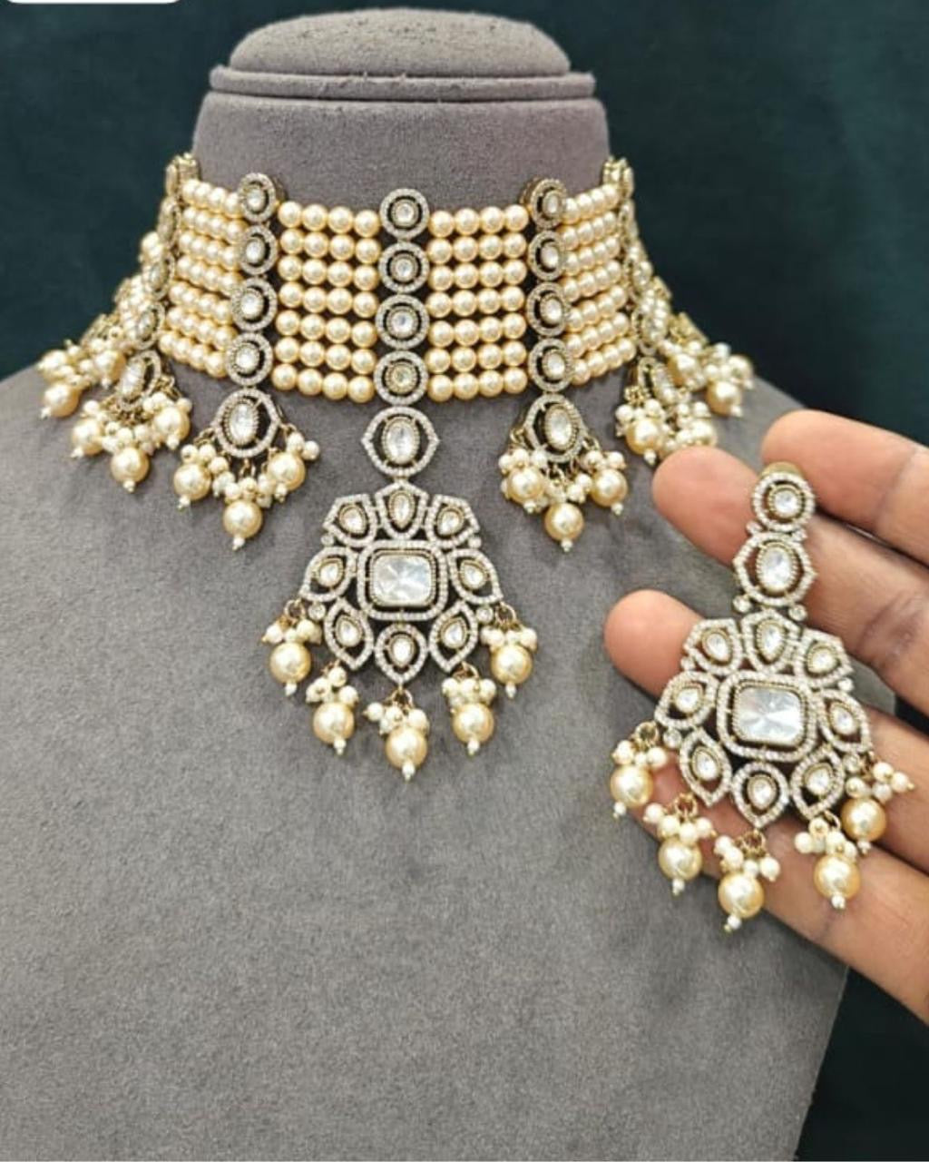 Choker Beads Kundan Necklace Set
