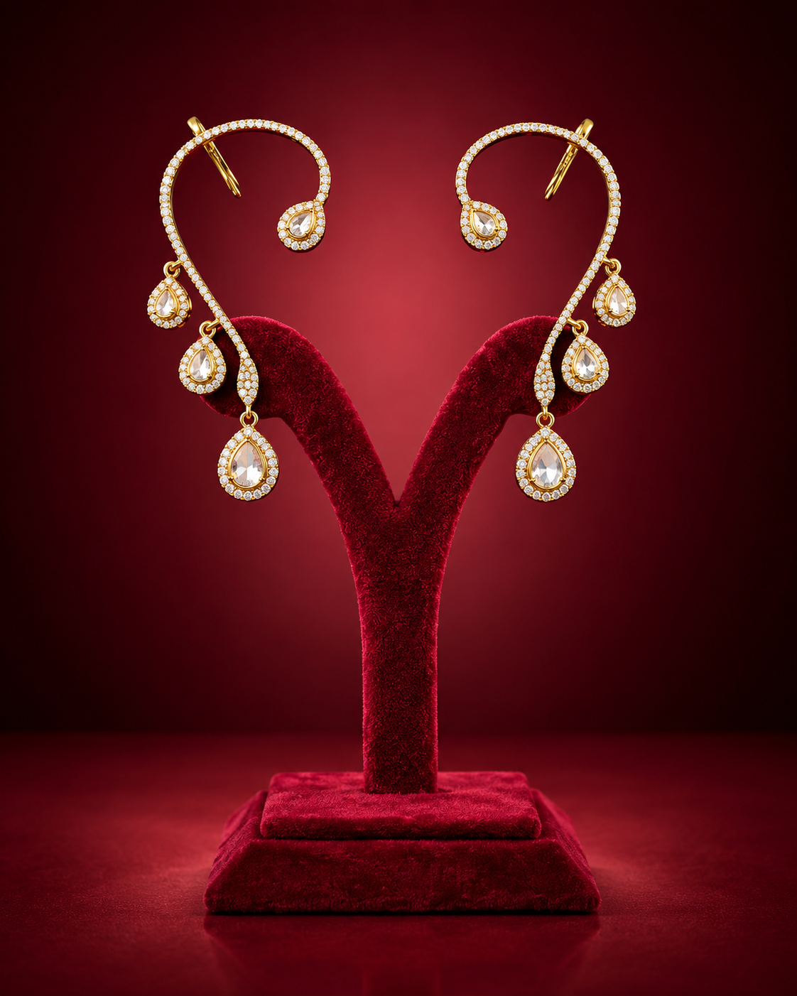 Golden ear cuff drop earrings