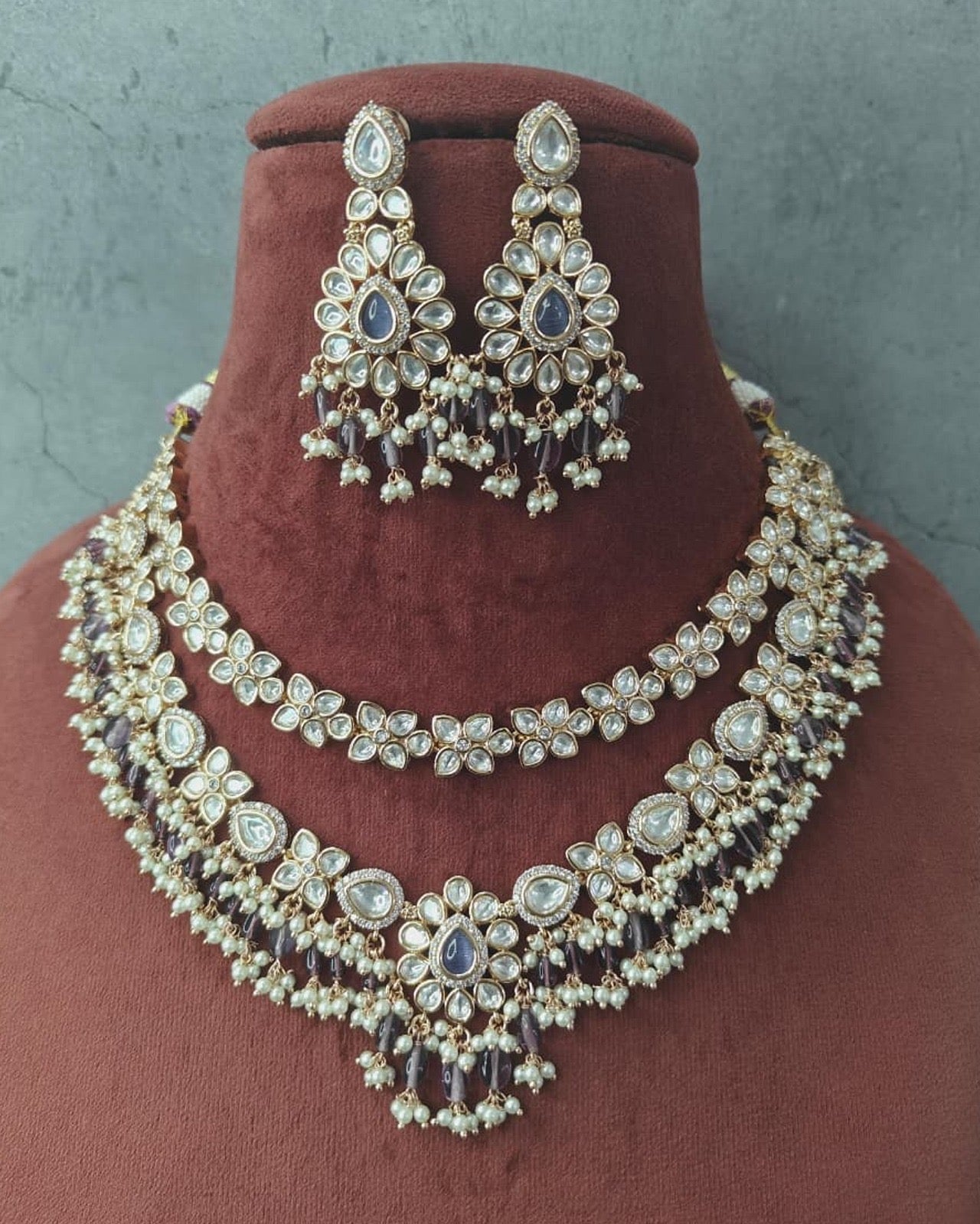 Layered Kundan Floral Necklace Set