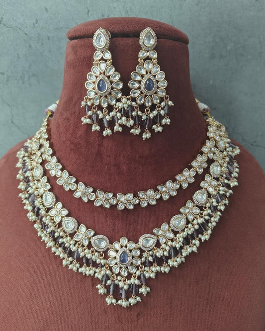 Layered Kundan Floral Necklace Set