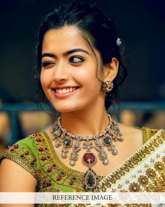 Rashmika Mandanna Inspired Multicolor Stone Studded Necklace