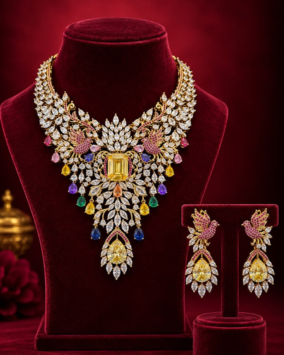 Grand Beautiful Diamond Necklace Set