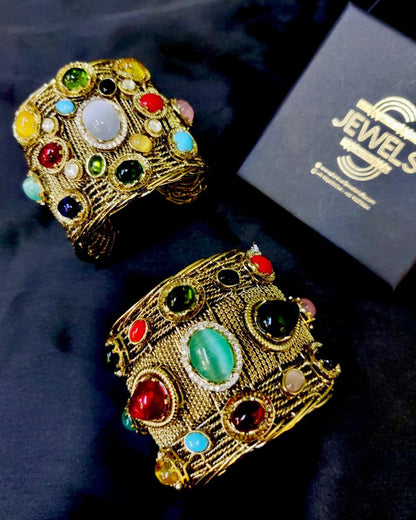 Trendy Kundan & Amethyst Cuff Bracelet