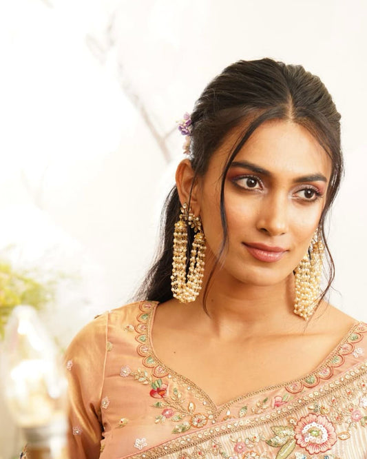 Gold Polki & Pearl Drop Earrings