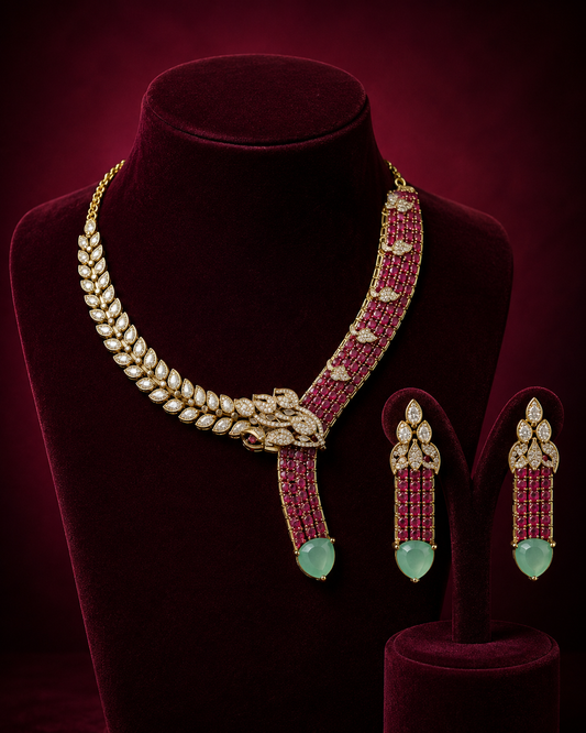 Ruby Mint Luxurious Necklace Set