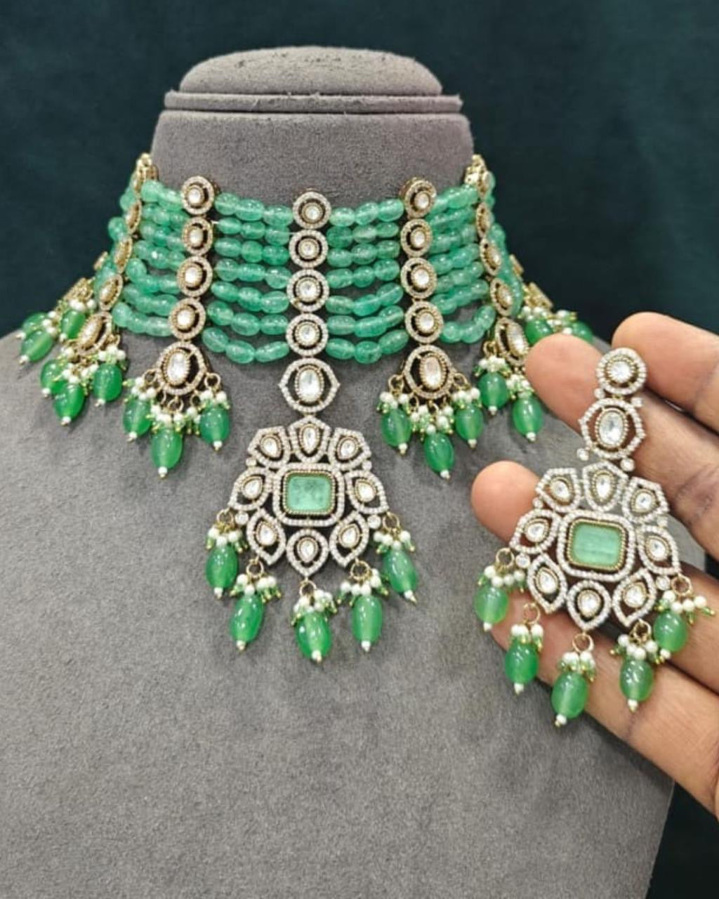 Choker Beads Kundan Necklace Set