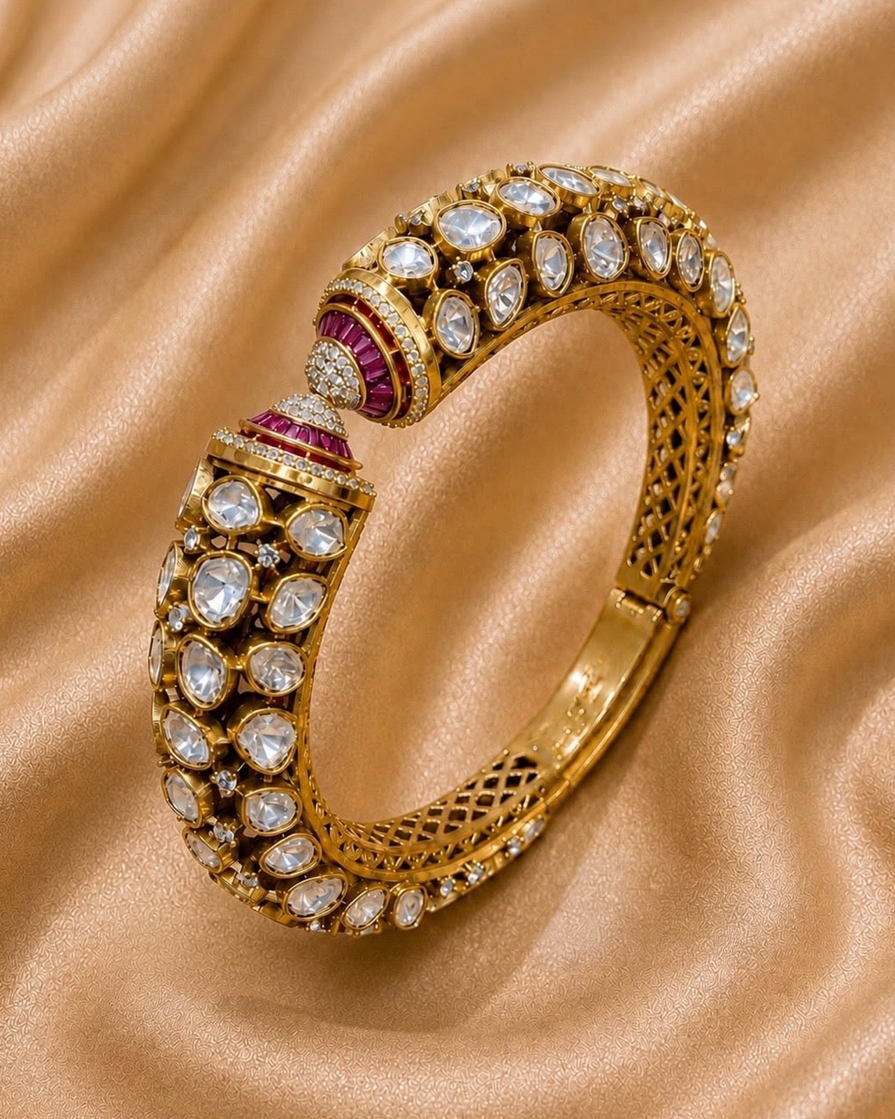 Jadau moissanite polki kundan openable Kada