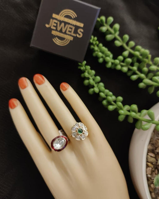 Uncut Polki Adjustable Kundan Ring