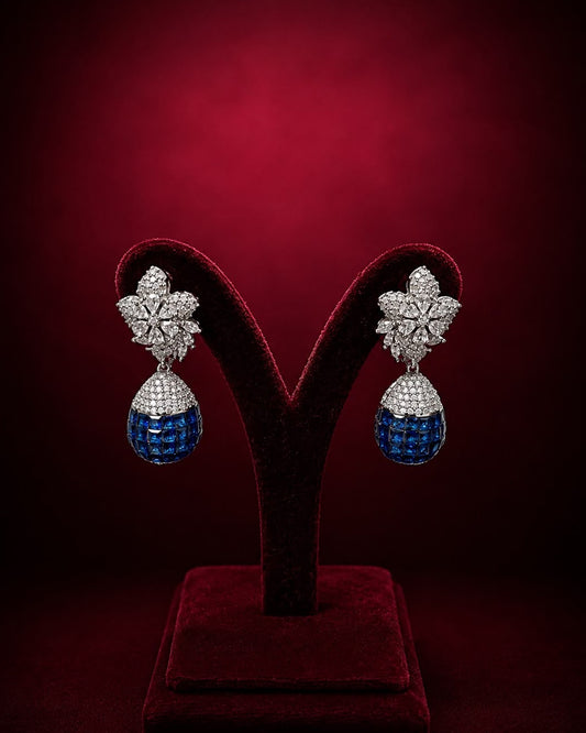 Blue Sapphire Blossom Drops Earrings