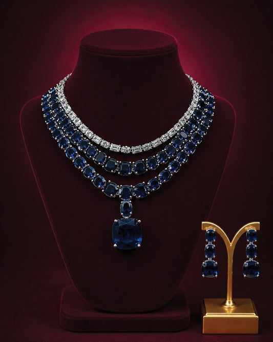 Classy Layered Diamond Necklace Set