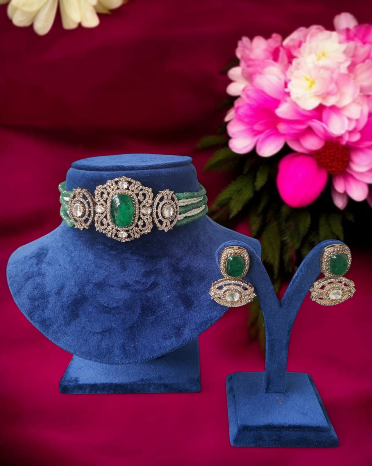 Mint Kundan Choker Necklace