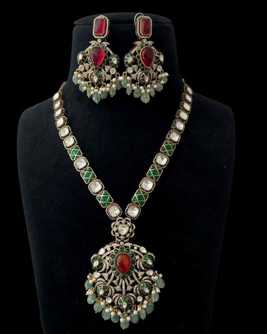 Long Polki Kundan Necklace Set