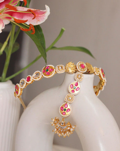 Kundan Headband Bridal Hair Accessory With Crystals For Indian Weddings And Festive Occasions